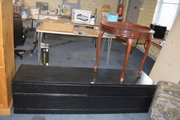 Black Ash Effect Storage Unit plus Halfmoon Table