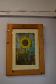 Large Pine Framed Sunflower Print (37