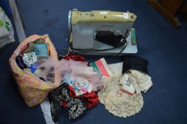 Singer Sewing Machine plus Fabric, Lace, Silk Scar