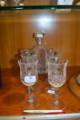 RCR Rock Crystal 6pc Wine Glass Set, and a Decanter