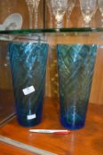 Two Blue 1970's Vases