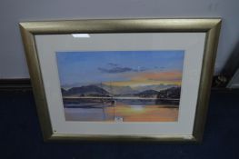 Framed Acrylic Mountainscape by J. E. Ward