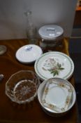 Four Portmeirion Plates, Biscuit Barrel, Fruit Bowl, Royal Worcester, etc.