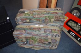 Two Tapestry Effect Suitcases