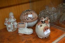 Five Pieces of 1970's Shelf Pottery