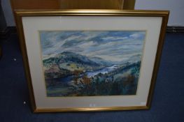 Framed Watercolour of Loch Voil, Trossachs by Juli