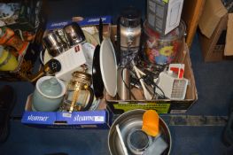 Two Boxes of Kitchenware, Coffee Machine, Cafetier