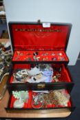 Jewellery Cabinet and Contents of Vintage Costume