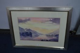 Signed Framed Original Watercolour Mountainscape by J. E. Ward