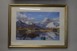 Framed Acrylic Highland Landscape Study by J. E. Ward