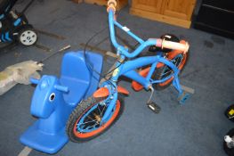 Child's Spiderman Bicycle, and a Little Tykes Rock