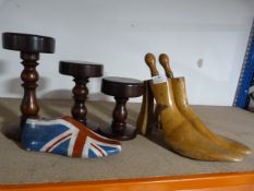 *3 Small Wooden Display Pedestal, and Wooden Feet
