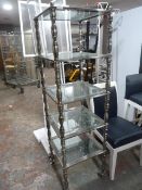 *Five Tier Metal Trolley/Shelf with Bevelled Edge Glass Shelves