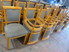 *29 Wooden Chairs with Grey Upholstered Seats & Backs