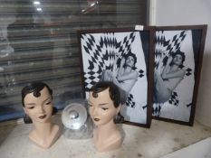 *Wall Art, 2 Ceramic Heads, and a Glass Jar