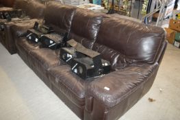 Three Seat Brown Leather Settee