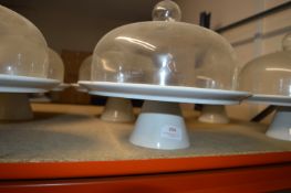 *2 White Cake Stands with Glass Domes
