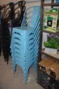 8 Light Blue Industrial Style Stackable Chairs