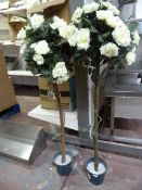 *Two Potted Artificial Rose Bushes