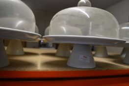 *2 White Cake Stands with Glass Domes
