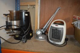 *Part of a Coffee Grinder, Electric Heater, and a