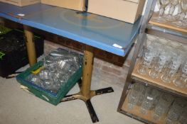 Square Topped Outdoor Pedestal Table (blue)