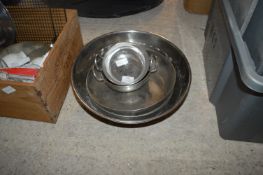 Large Stainless Steel Bowl, 2 Medium Bowls, and 2