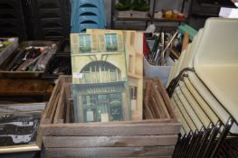 3 Wooden Crates (brown) and 3 Prints
