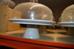 *2 White Cake Stands with Glass Domes