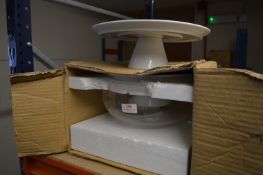 *2 White Cake Stands and 1 Glass Dome