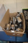 *Box of Stainless Steel Milk Jugs and Branded Teq