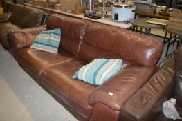 Three Seat Brown Leather Settee