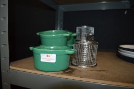 7 Mini Casserole Dishes and 4 Chip Baskets