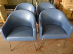 *4 Tubular Framed Blue Tub Chairs