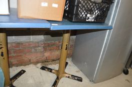 Square Topped Outdoor Pedestal Table (blue)