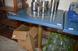 Square Topped Outdoor Pedestal Table (blue)