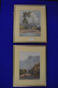 Two Framed Grand Tour Watercolours by Charlotte an