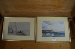 Two Framed Coastal Watercolours by Louisa & Charlotte Holt circa 1840