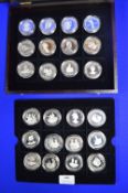 Queen Mother Collection Twenty-Four Sterling Silver Coins in Presentation Case