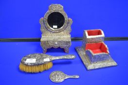 Continental Silver Dressing Table Set plus Hallmarked Silver Brush