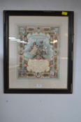 Framed 1906 Ancient Order of Foresters Society Certificate