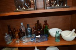 Victorian Chemists Bottles plus Two Pestle & Mortars