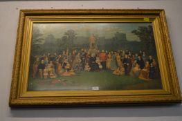 Gilt Framed Print of Victoria and The Royal Family at Windsor by Emilie Chaese 1887