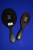 Dressing Mirror and Brush Set with Silver Mounts