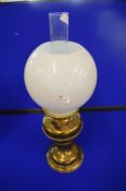 Duplex Brass Oil Lamp with White Shade