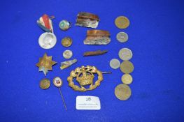 Assorted Military Buttons, Cap Badges, Coins, etc.