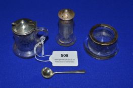 Glass & Silver Cruet Set - Birmingham 1911
