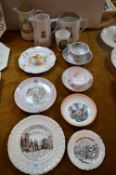 Victorian Plates, Tankards, etc. Including Maiden Powel, etc.