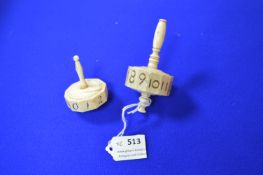 Two Napoleonic Prisoner of War Bone Gambling Spinners