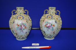 Pair of Decorative Hand Painted Vases